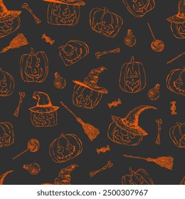 Happy Halloween. Holiday pattern in detail. Vector illustration.