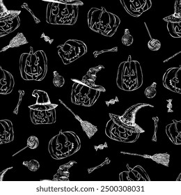 Happy Halloween. Holiday pattern in detail. Vector illustration.