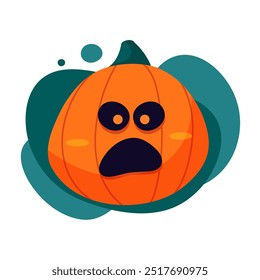 Happy Halloween. Holidays orange pumpkin character with surprised emotion on face