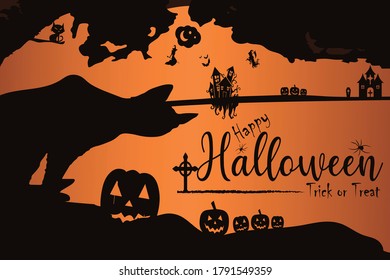 Happy Halloween Horizontal Illustration Design