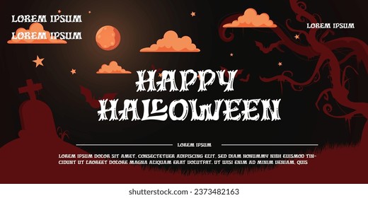 Happy Halloween horizontal poster template design Halloween festival concept vector illustration.