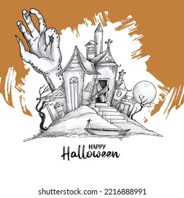 Happy Halloween horror festival celebration decorative background design vector