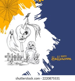 Happy Halloween horror festival celebration decorative background design vector