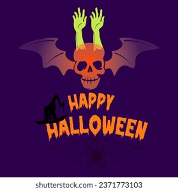 Happy Halloween Horror Festival Hand drawn illustration, creative design, party card 