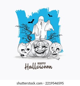 Happy Halloween horror festival scary background vector