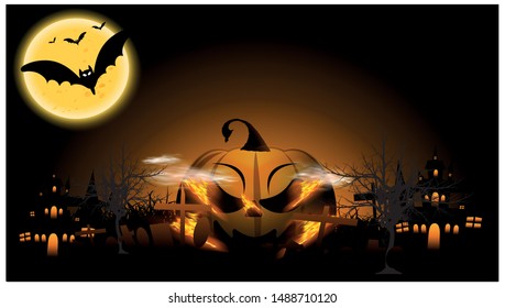 Happy Halloween Horror  -  Head Pumpkins -  modern design Idea and Concept  Vector illustration  