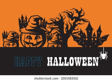 happy Halloween horror holiday vector template 