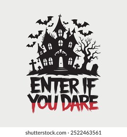 happy halloween horror house t shirt design