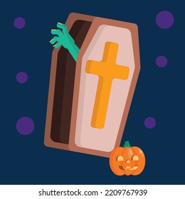 Happy Halloween Horror night - Modern Design Ideas and Concepts Vector illustration graphic template with Pumpkin Head, Castle, tree, grass, moon, Graveyard.