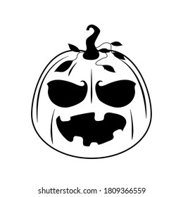 happy halloween, horror pumpkin trick or treat celebration line icon style vector illustration