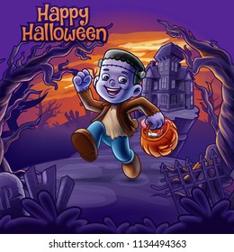 happy halloween horror scene