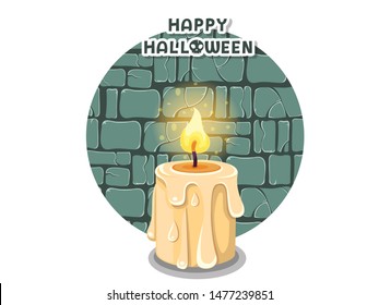 Happy Halloween. icon with the Candles burning. candlestick symbol. Greeting card, party invitation. Color background vector illustration