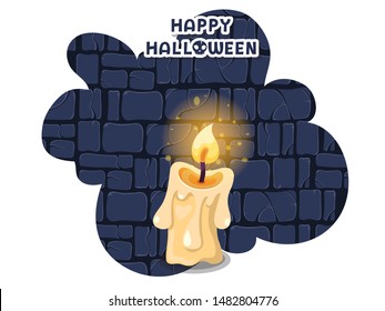 Happy Halloween. icon with the Candles burning. candlestick symbol. Greeting card, party invitation. Color background vector illustration
