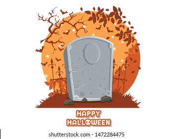 Happy Halloween. icon with the image of tombstones. Gravestone cemetery symbol. Greeting card, party invitation. Color background vector illustration