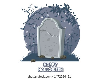 Happy Halloween. icon with the image of tombstones. Gravestone cemetery symbol. Greeting card, party invitation. Color background vector illustration