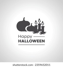 happy halloween icon with pumpkin and candle
