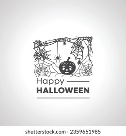 happy halloween icon. spider web with pumpkin icon
