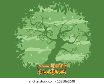 Happy Halloween. icon tree background at night forest. Concept cartoon Halloween day elements. Vector clipart illustration