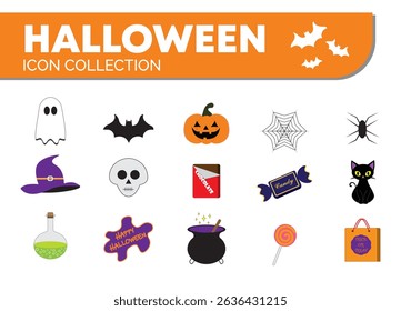 happy halloween icons design collection
