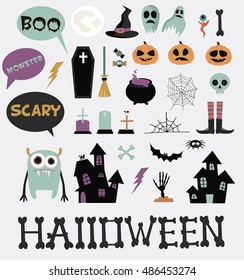 Happy Halloween icons set