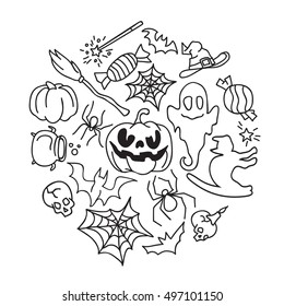 Happy halloween icons set.