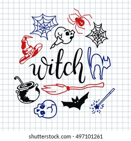 Happy halloween icons set.