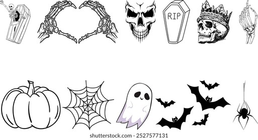 Happy Halloween icons set collection