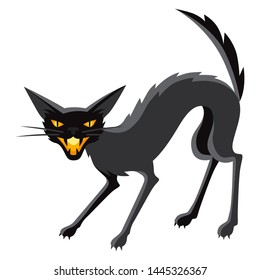 Happy halloween illustration of angry cat. Cartoon holiday icon.