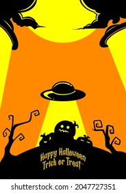Happy Halloween illustration background template for banner, card, poster, page layout, feed social media. Vector graphics eps 10