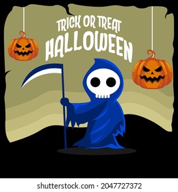 Happy Halloween illustration background template for banner, card, poster, page layout, feed social media. Vector graphics eps 10