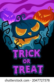 Happy Halloween illustration background template for banner, card, poster, page layout, feed social media. Vector graphics eps 10