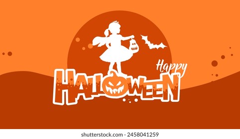 Happy Halloween - illustration, banner poster.	