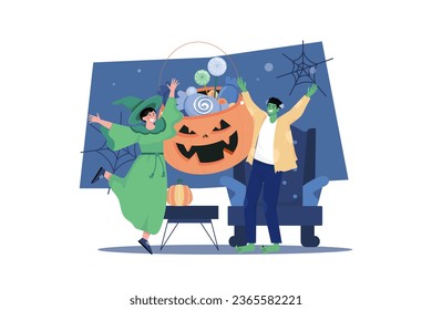 Happy Halloween Illustration concept on white background