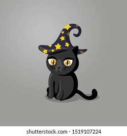 happy halloween illustration with cute cat