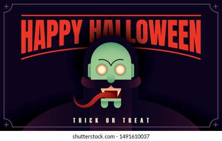 Happy Halloween illustration of a demonic character with facial expression. Vector illustration.
