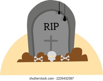 Happy Halloween illustration with graveyard