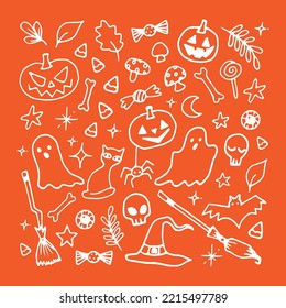 Happy Halloween illustration on orange