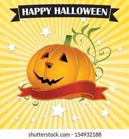 Happy Halloween Illustration on striped background