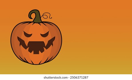 Happy Halloween illustration pumpkin evil face spooky backdrop banner 