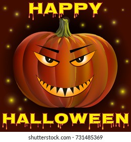 Happy halloween illustration with pumpkin. Vector illustration