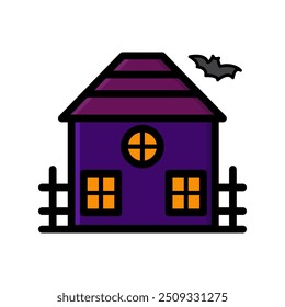 Happy halloween image with haunted house. isolated background