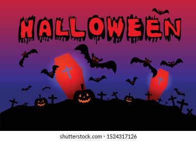 Happy Halloween, image with pumpkin, shadow bat