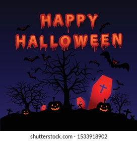 Happy Halloween, image with pumpkin, shadow bat