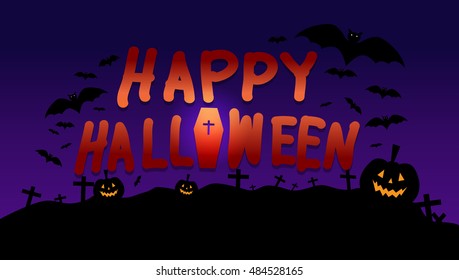 Happy Halloween, image with pumpkin,
shadow bat