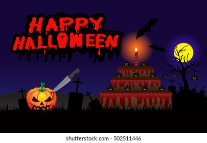 Happy Halloween, image with pumpkin,
shadow bat
