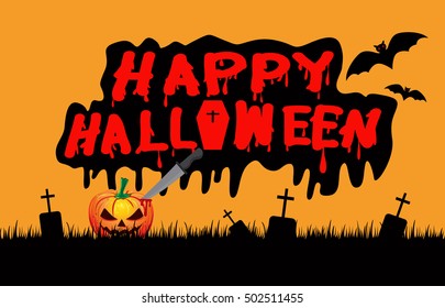 Happy Halloween, image with pumpkin,
shadow bat