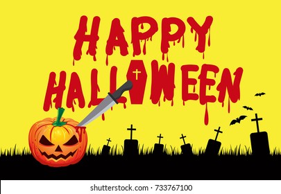 Happy Halloween, image with pumpkin, shadow bat