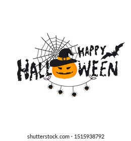 Happy Halloween the inscription. Vector hand drawn illustration for menu, prints, poster, invitation, party decoration.