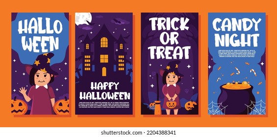 Happy Halloween Instagram Stories Template Flat Design