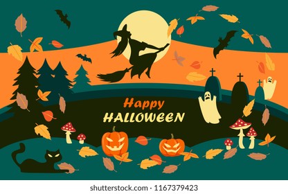 Happy Halloween. invitation card cartoon vector illustration